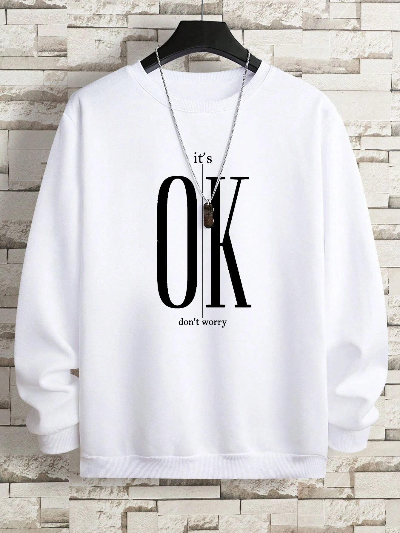 

It'S Ok Don'T Worry Prints Man Hoodies Comfortable Fleece Warm Crewneck Sweatshirt Casual Loose Pullovers Men Female Clothes
