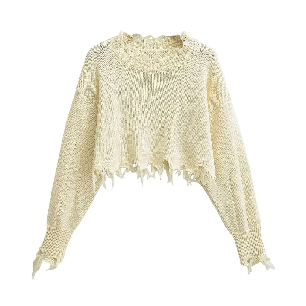 

Women's European American Style Tassel Knitted Shirt Short Loose Sweater Autumn Winter New Hot Girl Design Sense