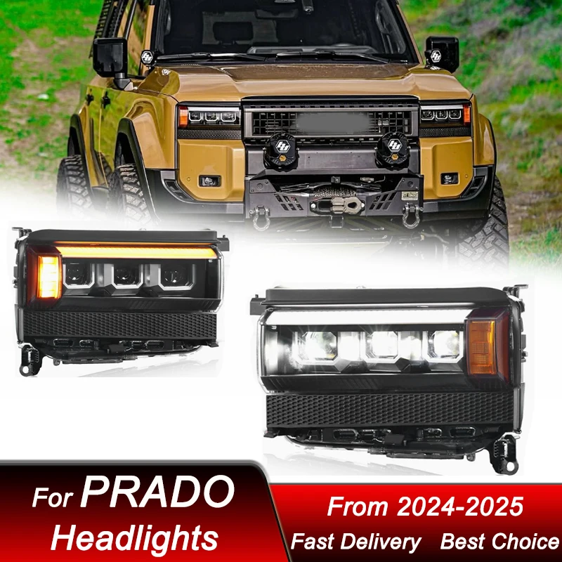 

Car Led Headlights For Toyota Prado LC250 TX 2024-2025 new style full LED Headlamp Assembly Upgrade Projector Lens Accessories