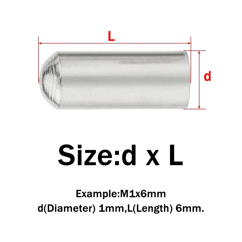 10-50pcs/lot 304 Stainless Steel Solid Round Head Cylindrical Pin Locating Dowel M1 M1.5 M2 M2.5 M3 M4 M5 M6 Solid Dowel Pin