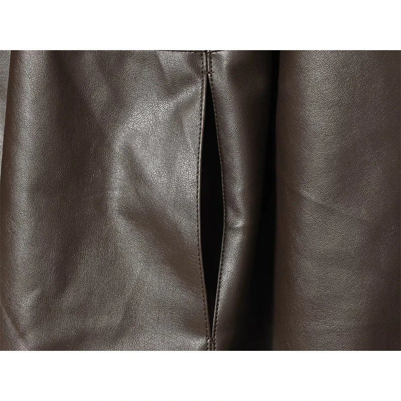 Dames kunstleer jas jassen herfst winter mode opstaande kraag lange mouwen losse jassen vrouwelijke bovenkleding chique tops