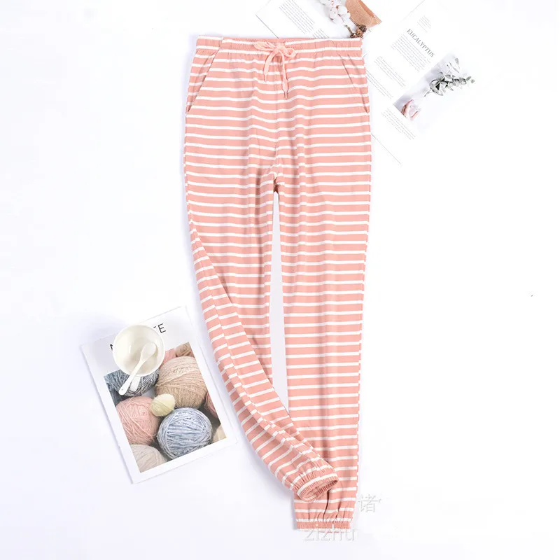 Large Size Casual Cotton Pajamas Pant For Women New Striped Comfortable Sleepwear Pants Autumn Winter Home Wear Trousers 4XL