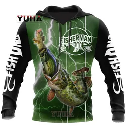 Fishing man The Great Fish Eats The Small  Fishing Hoodie 3D Graphics Harajuku Hooded Hip Hop Pullover Funny Men Clothing Hoodie