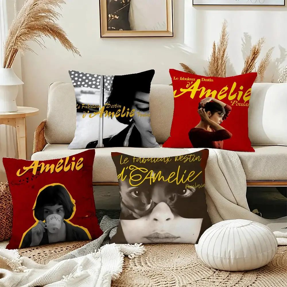 Pop Movie Amélie Cushion Cover Short Plush Pillowcase, Washable Wrinkle Resistant Cover for Bedroom Gift