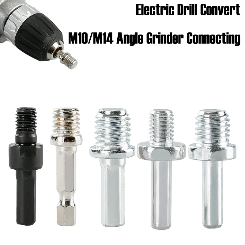 Electric Drill Convert M10/M14 Angle Grinder Connecting Rod Hexagonal Triangular Round Handle Adapter Head Grind Accessories