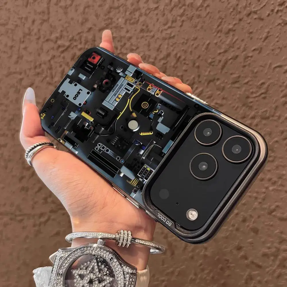 Etui na telefon z motywem płyty drukowanej do iPhone'a 17 16 15 14 13 12 11 Pro/ Max/Plus, odporne na wstrząsy, tylna obudowa, ochrona przed odciskami palców