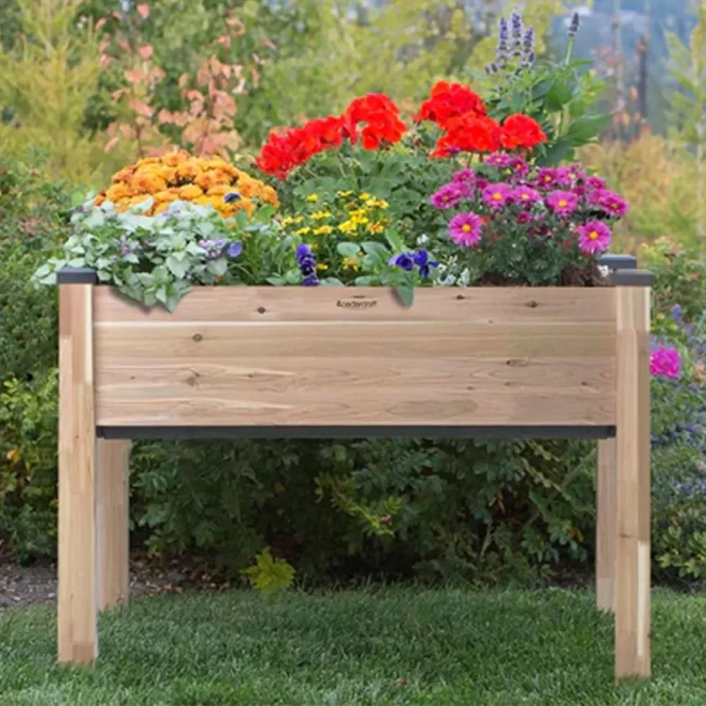 Convenient Self-Watering Elevated Cedar Planter 23