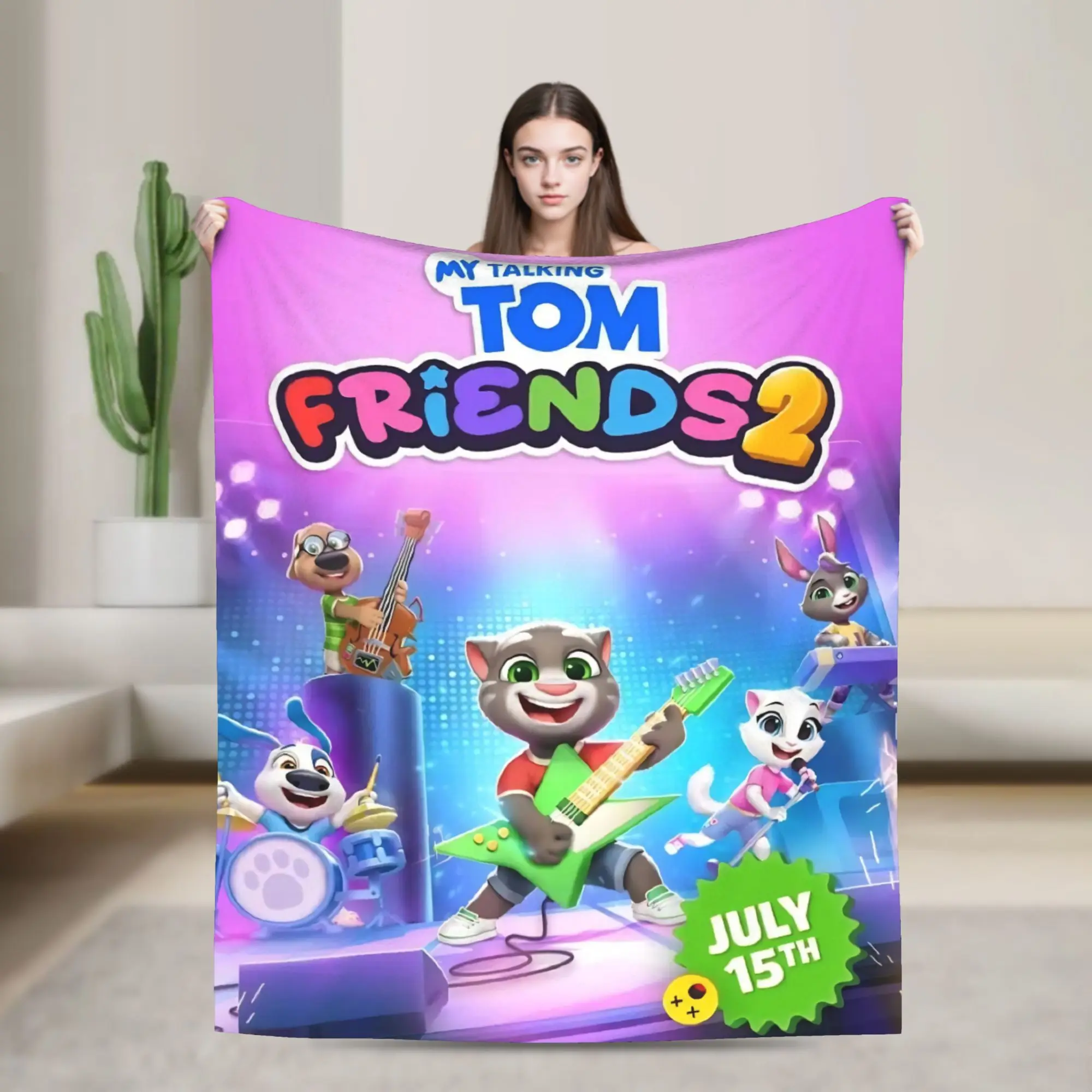Super Soft T-Talking T-Tom And F-Friends Throw Blanket Premium Flannel Fleece Lightweight  Bed Blanket Cozy Fluffy Blankets