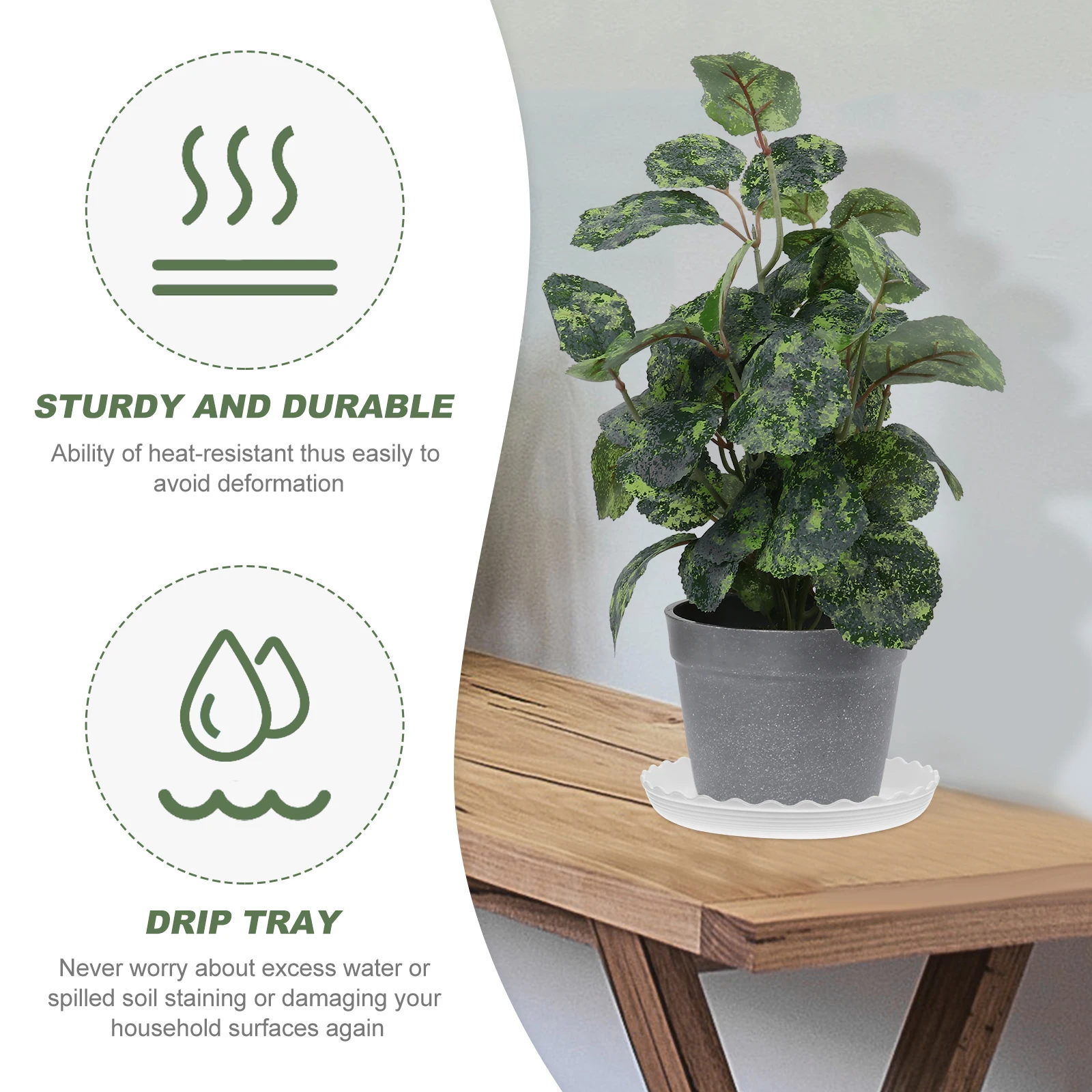 

10pcs Plant Saucers Thick PP Non Holes Household Tray Flower Drip Trays Indoors Pots Stable Gardening Accessories Circular Base