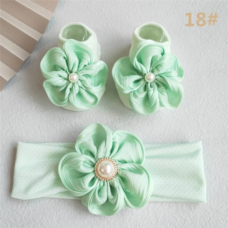 Kids Lace Headband & Socks Set Fashionable Accessories Cotton for Baby Girls