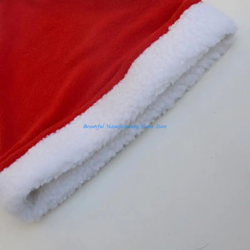 E56A Plush Christmas Santa Hat with White Brim for Holiday Parties Giving Love