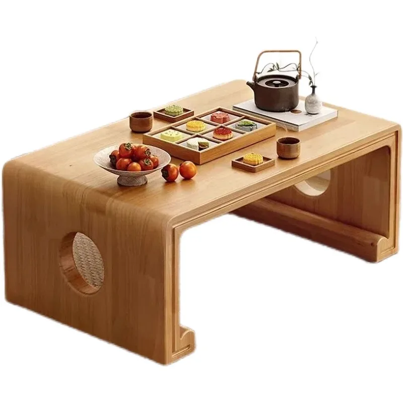 Solid wood tatami coffee table bay window kang balcony small tatami Sinology guqin table