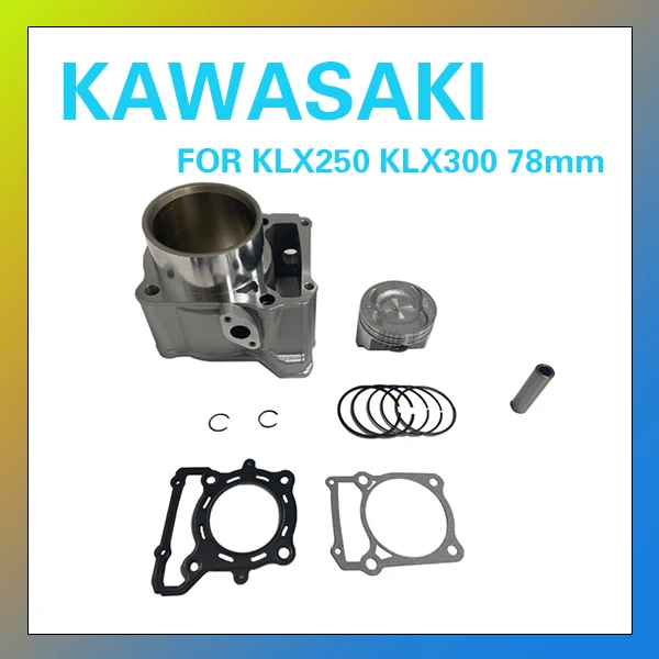 Kit de cilindro de motor de motocicleta, juntas de Anillos de pistón, 78mm, 300cc, cilindro de motor nuevo para KAWASAKI KLX300 KLX 250 ATV 1997-2009