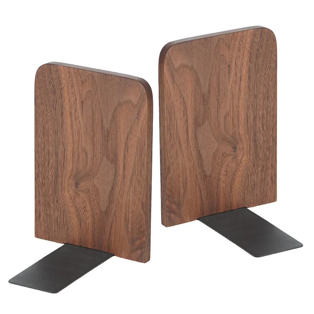 2pcs Bookends Wood Iron Minimalist Desktop Organizer For Books Documents Magazines Decorative Book Stands Study Holder