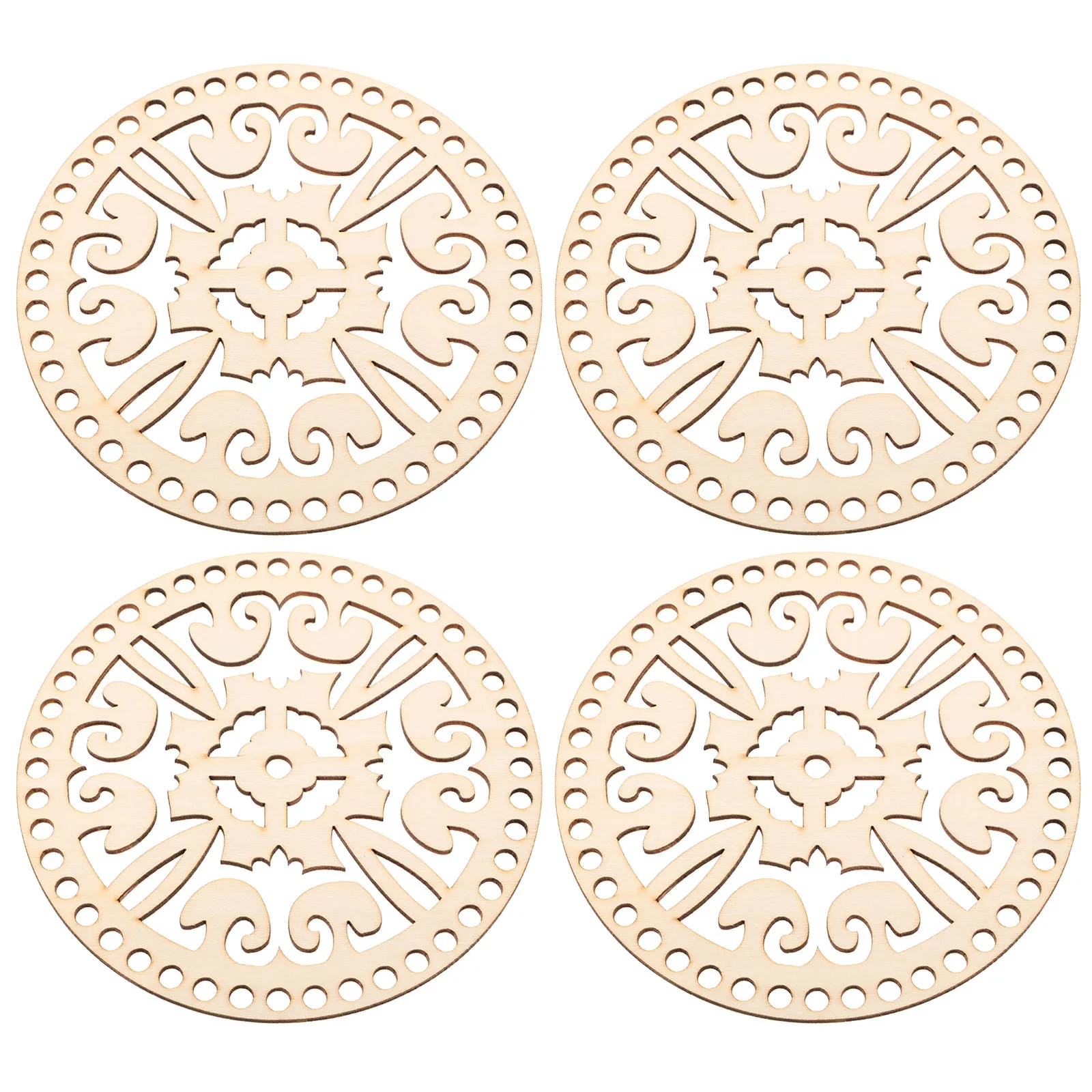 

4Pcs Crochet Basket Base Wooden Unfinished Round Bottom for Weaving Bag Making Crafts Knitting Basket Wood Base