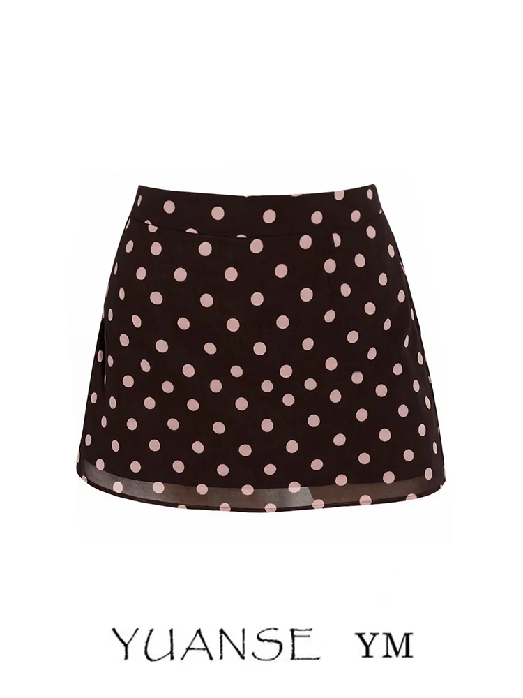 YUANSE Retro Polka Dot High Waist Half Skirt Women's Summer Absolutely Beautiful Slimming Elegant Versatile Short Skirt