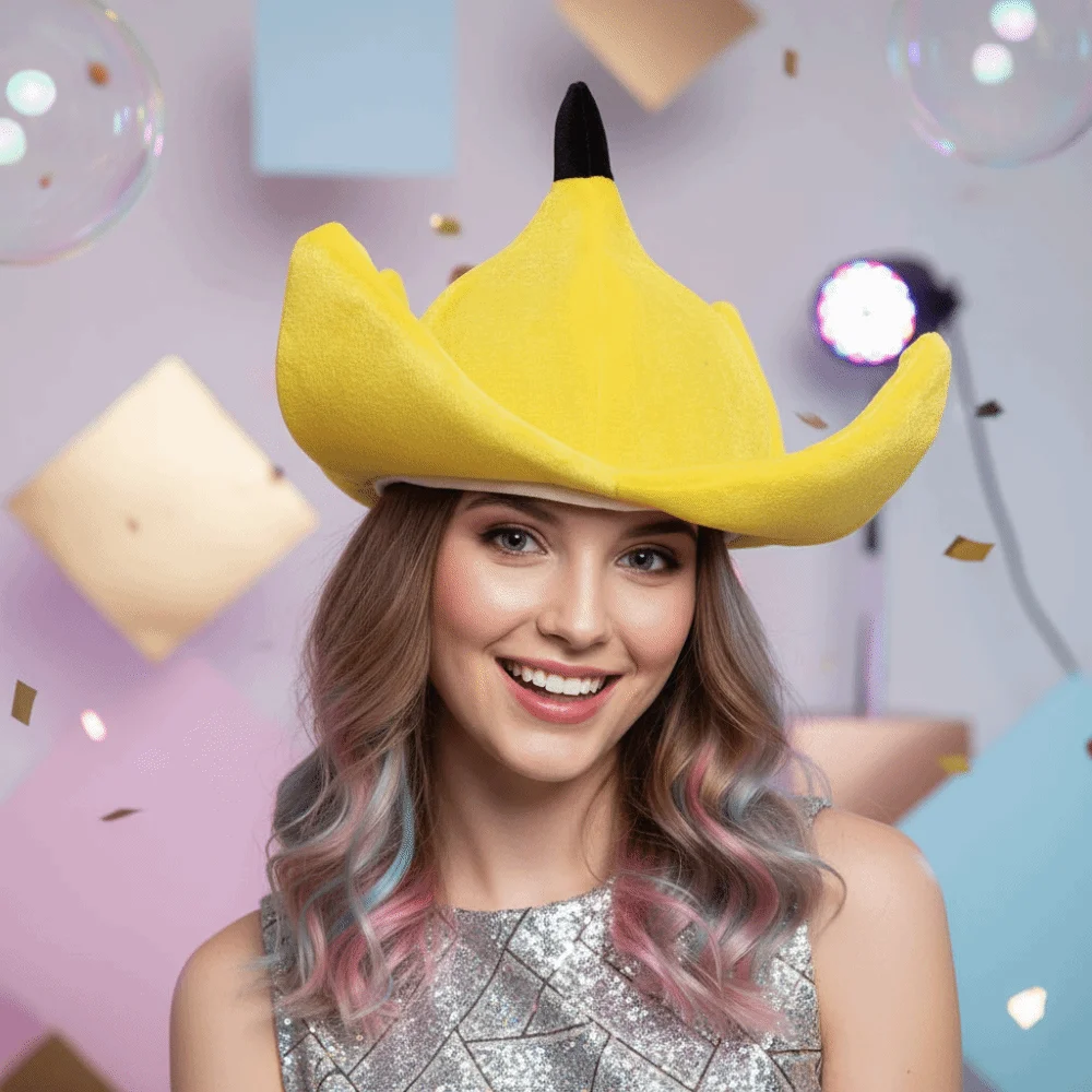 Soft Fabric Banana Hat Three-Dimensional Peel Comfortable Elastic Fit Funny Fruit Headgear Skin-Friendly Material
