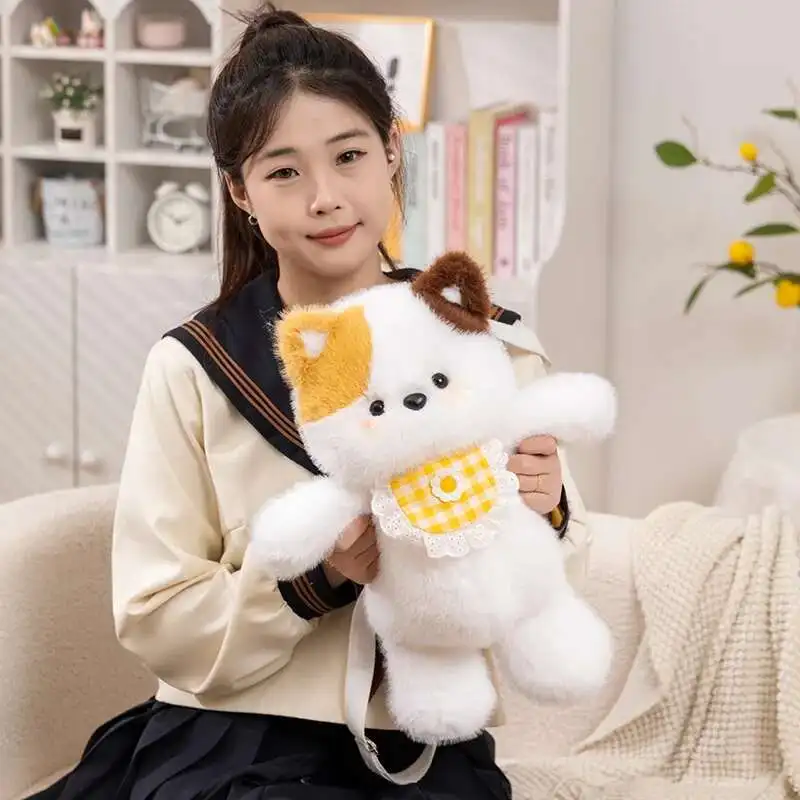 Kawaii creativo animale gatto zaino in peluche orso elefante pecora bambola fiocco morbido peluche borsa a tracolla regalo di compleanno