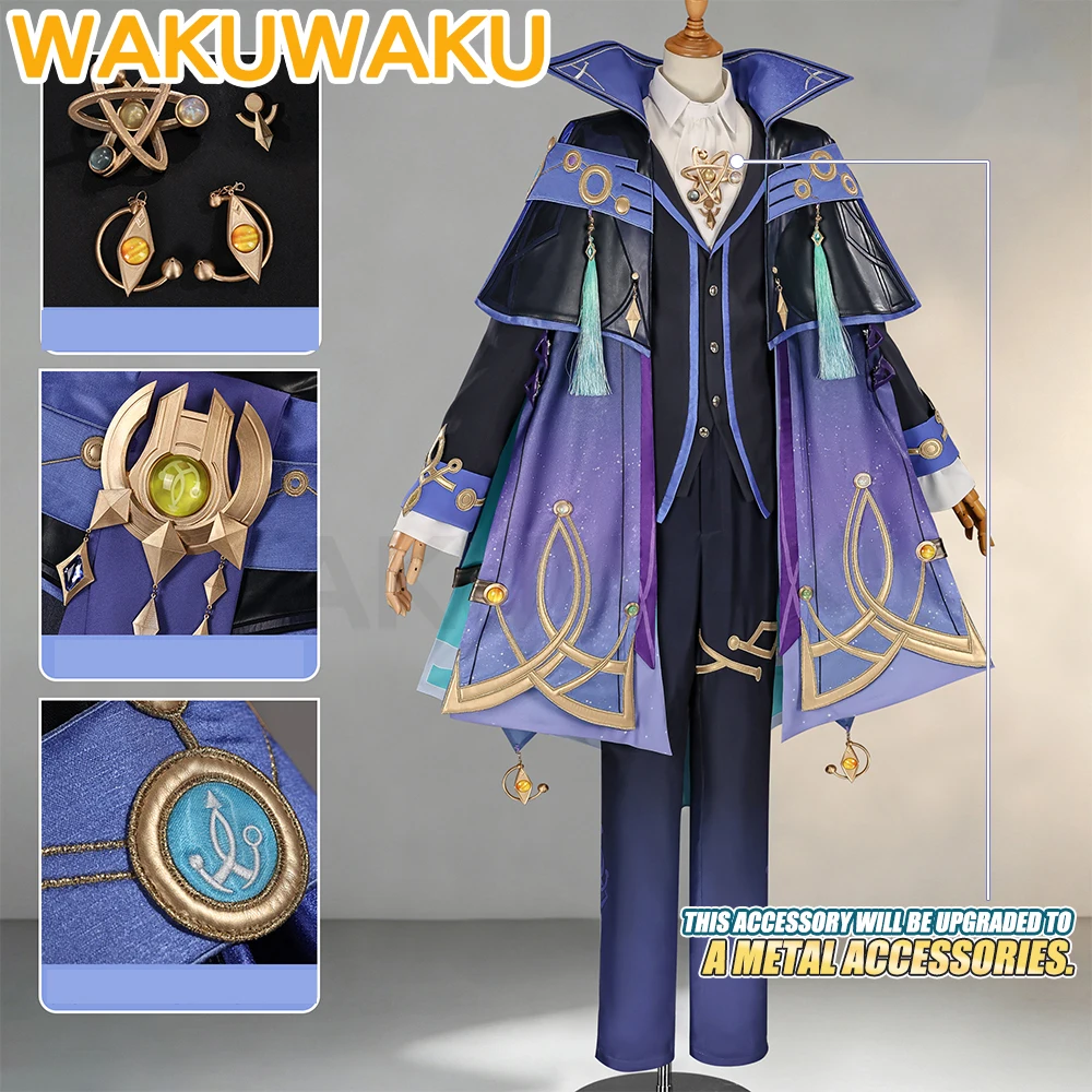 【Versandbereit】Mitya Cosplay-Kostüm, Spiel Genshin Impact, Größe S-2XL, WakuWaku Herrenanzug, Snezhnaya, Halloween, Mitya-Perücke, Übergröße