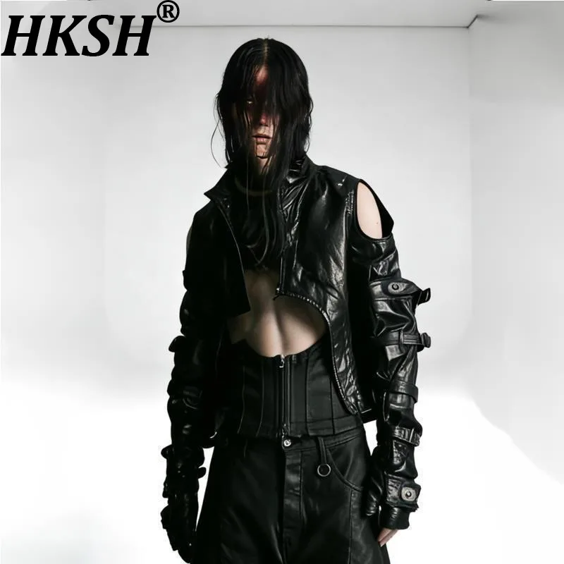 HKSH Men Dark Waste Land Deconstructed Zipper Three-dimensional Pocket Waxed Punk Cotton Dark Arm Sleeve Gloves Chic Ins HK18123
