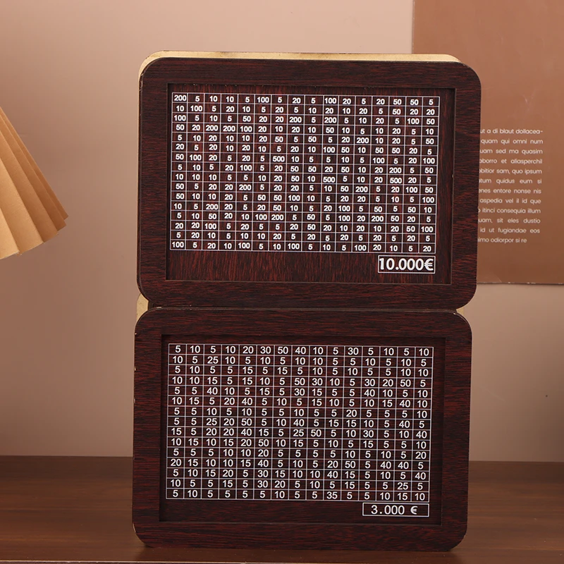 1000/3000/5000/10000 Euro Money Box Wooden Piggy Bank With Reusable Money Box With Saving Goal And Numbers Boxes