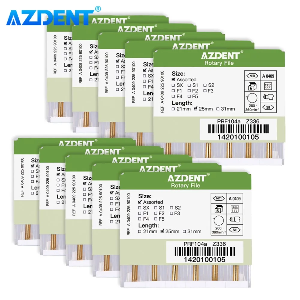 

10 коробок AZDENT Dental Engine Use File NiTi Суперроторные термоактивированные эндодонтические файлы корня каналов 25 мм SX-F3 Стоматологические инструменты