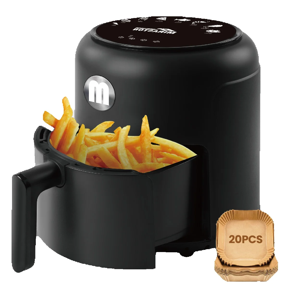 2.8QT Digital Air Fryer, Space-Saving Mini Personal Air Fryers, Nonstick Basket for Dishwasher-Safe, Fast Cooking with 20Pcs, SS316