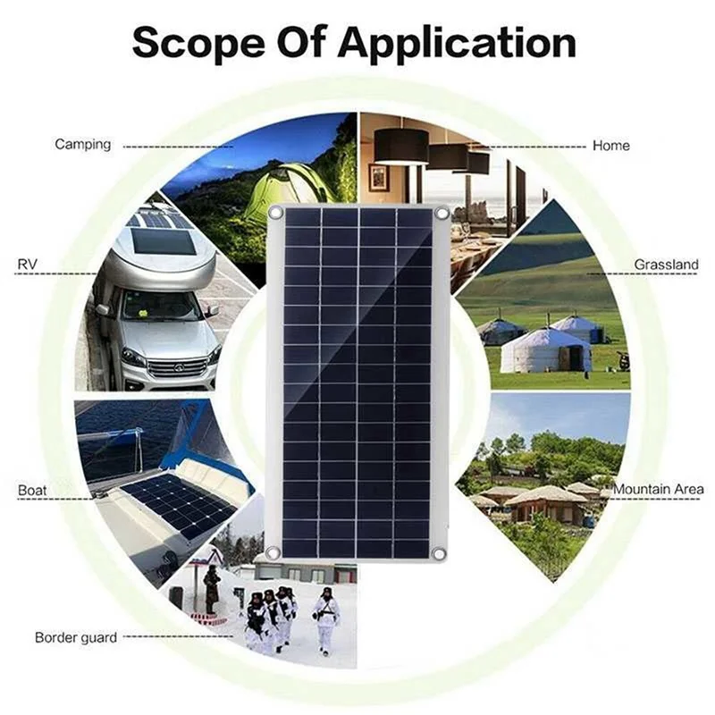

AA81-2X 30W Flexible Solar Panel Solar Cells For Car RV Boat Home Roof Van Camping Solar Battery, 10A Solar Controller Module