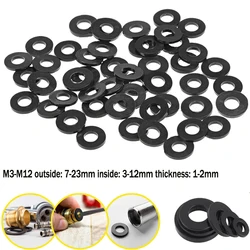 25/50/100pcs M3 M4 M5 M6 M8 M10 M12 Black Insulation Sealing Ring Rubber Flat Washer Gasket  For Screw Bolt