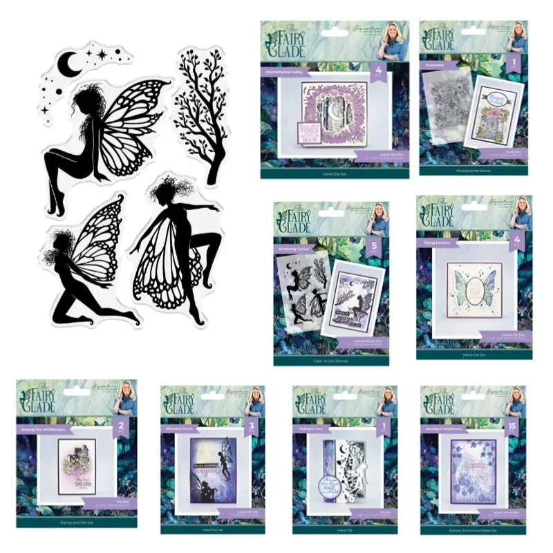 Wildflowers Fairy Glade Moonshadow Valley Flutter Fairies Metal Cutting Dies Silicone Stamps Scrapbooking Stencil Photo Album