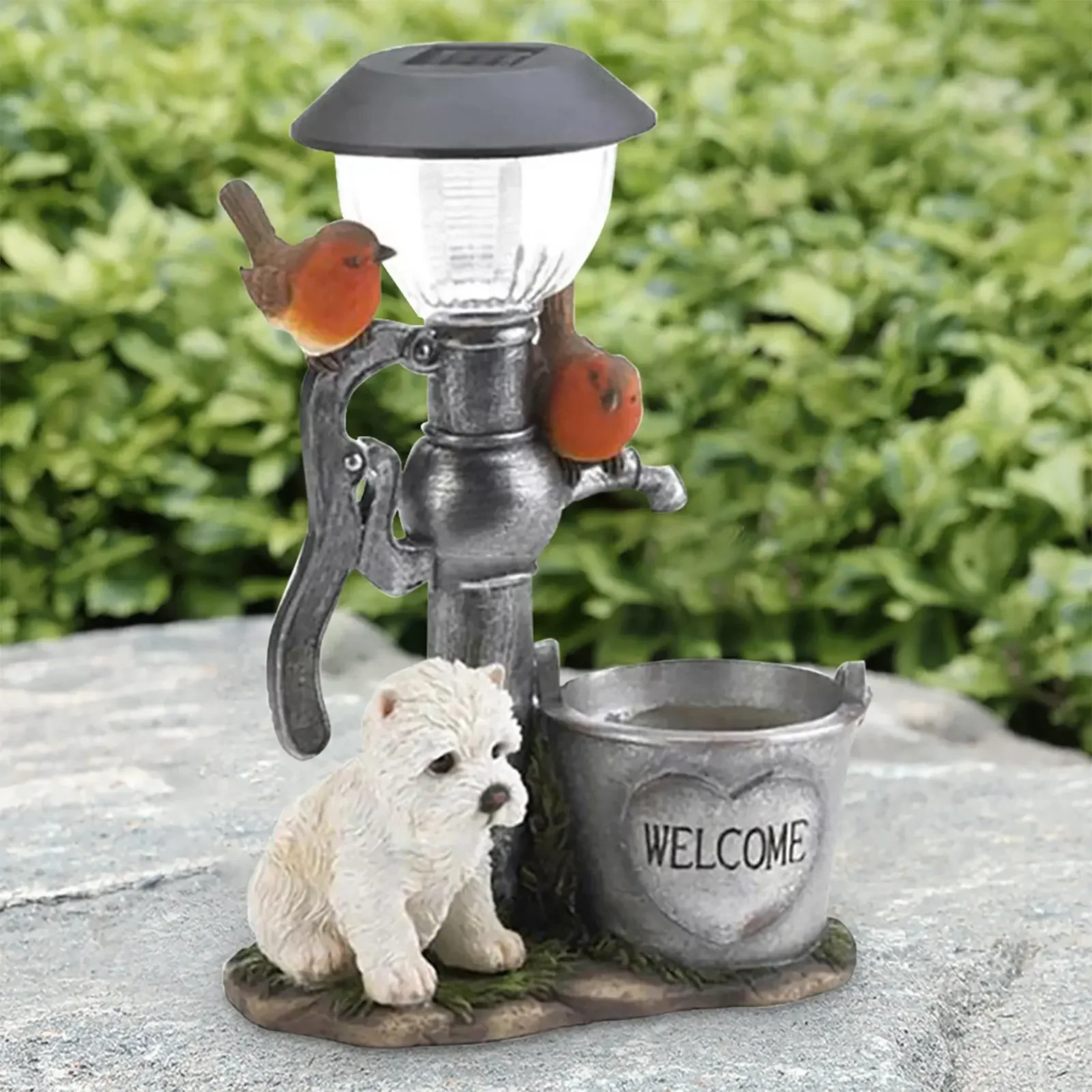 Outdoor Garden Dwarf Statue-resin Statue Lighting Rabbit Squirrel Solar Led Light Welcome Sign Gnome Yard Lawn Large Figurine