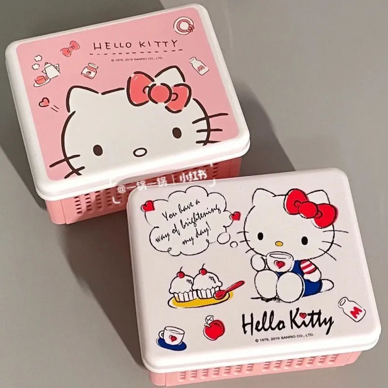 Caja de almacenamiento plegable multiusos de Hello Kitty, caja de clasificación de cosméticos miscelánea de escritorio, regalo para niños, dibujos