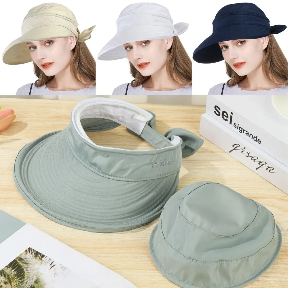 Kobiety Ladies Anti-UV Summer Visor Sun Hat Szerokie rondo Kapelusz plażowy Zewnętrzna czapka wpuszczana ina너 לץ נשים 한ה되고 שמש فا월