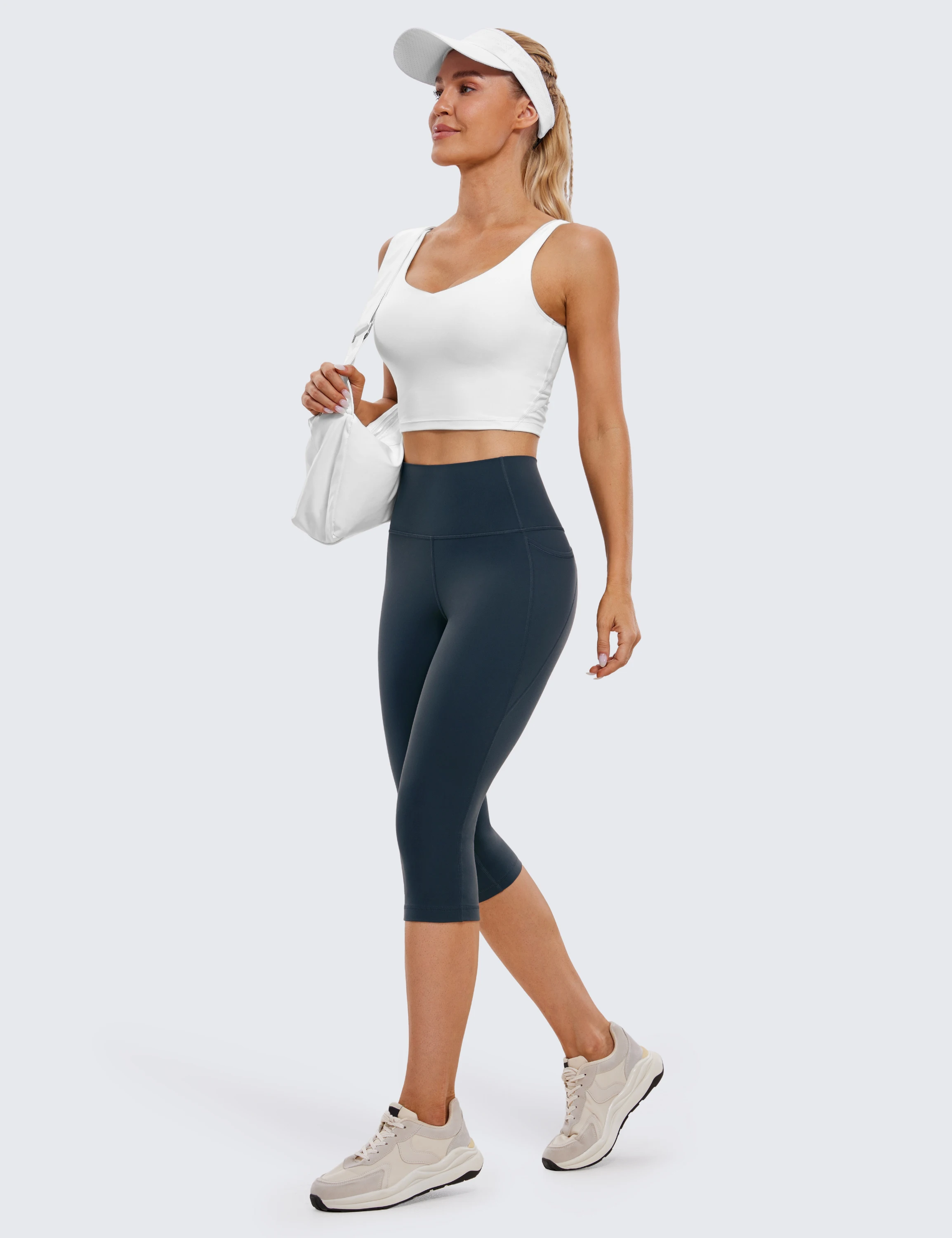 Womens Butterluxe Workout Capri Leggings with Pockets 17 Inches  High Waisted Crop Gym Yoga Pants Buttery Soft