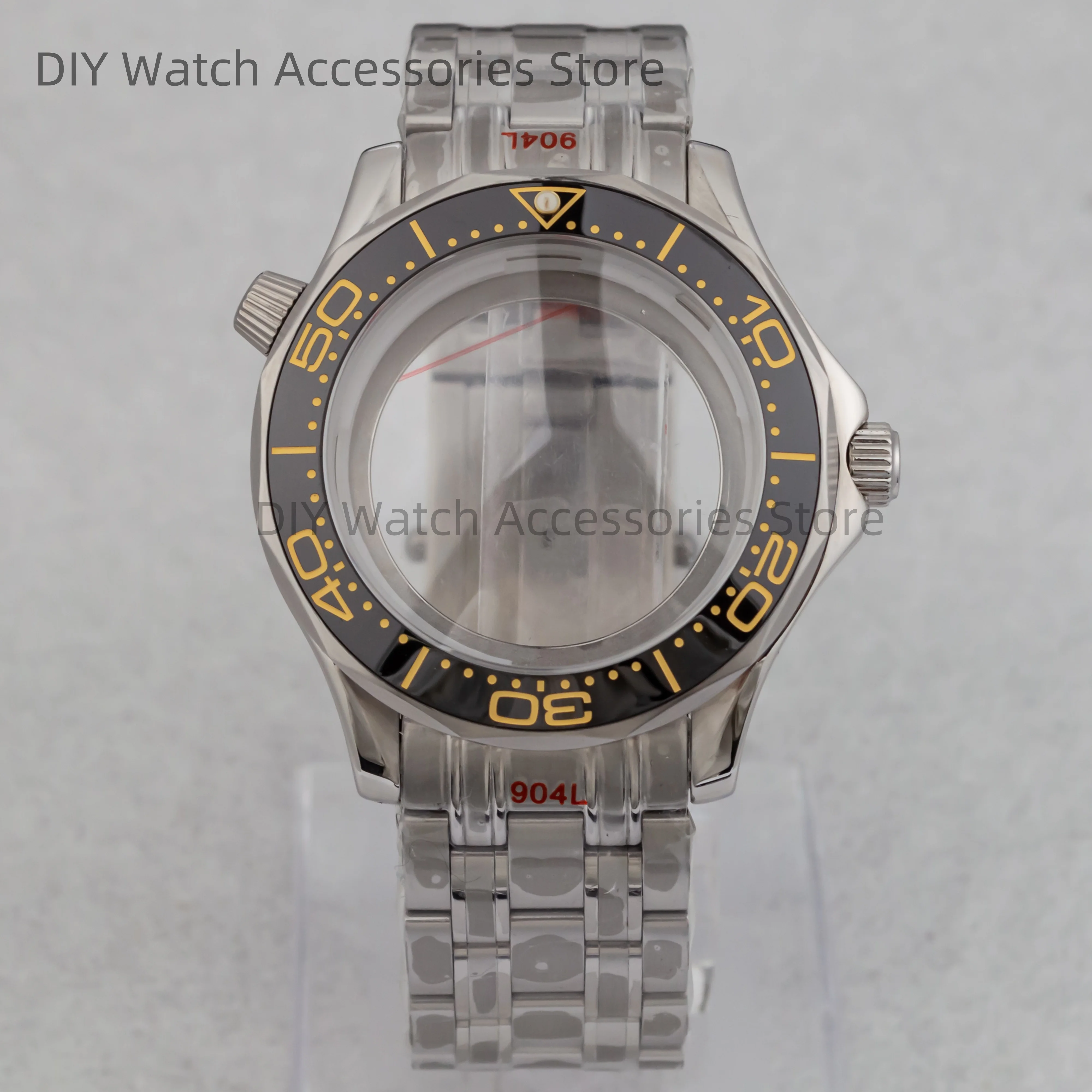 

for Seamaster 300 Case 5ATM Waterproof NH35 Watchcase Sapphire Glass Stainless Steel Strap fit NH35 NH36 Movement Watch Parts