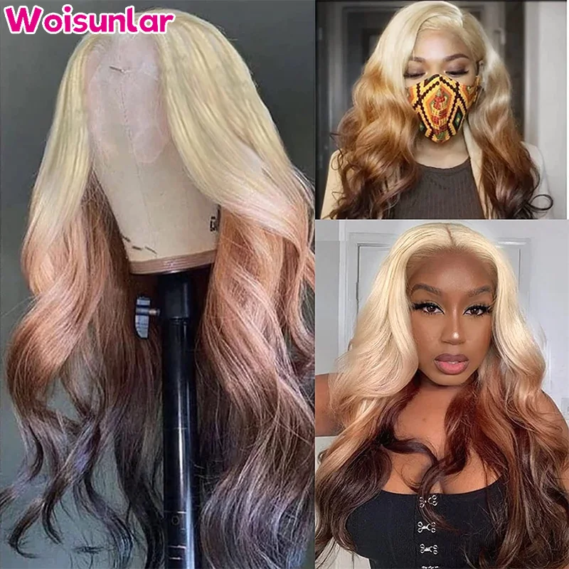 613 Ombre Brown Lace Frontal Wigs Body wave human hair for Women hair 13x4 13x6 transparent lace front wig 4x4 lace closure wig