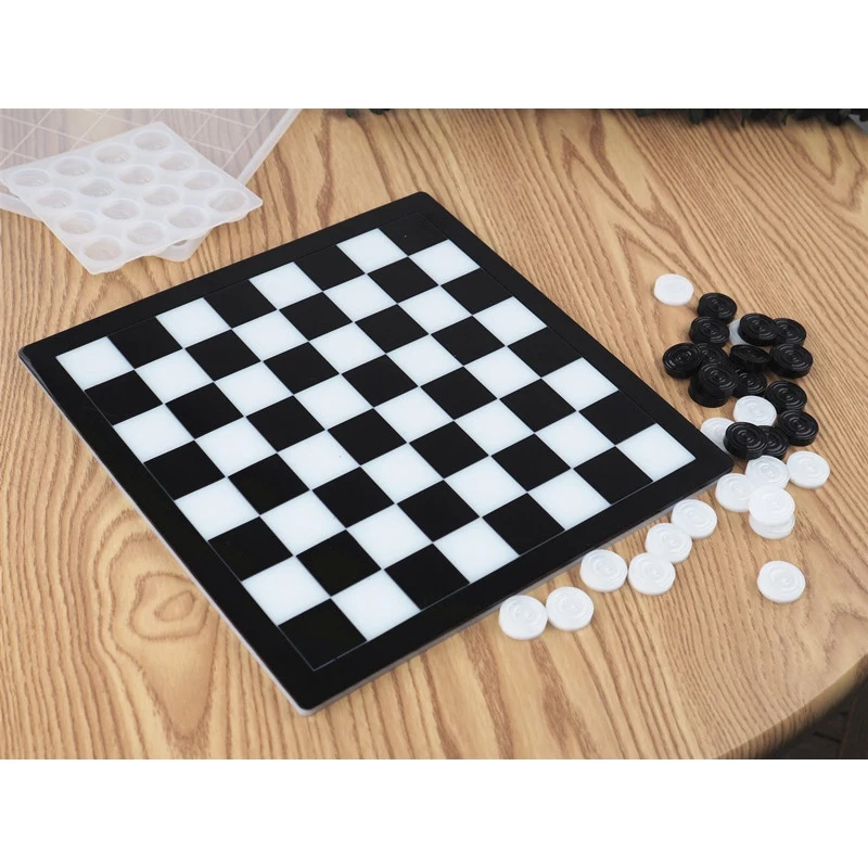 Diy Chess And Checkers Silicone Making Mold Mirror Epoxy Resin Chessboard And Chess Piece Making Tools