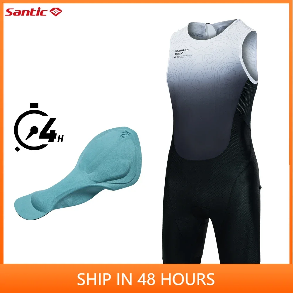 Santic New Men's Triathlon Sleeveless Coverall Professional Sports Athletic Clothing Cycling Bib Shorts Breathable