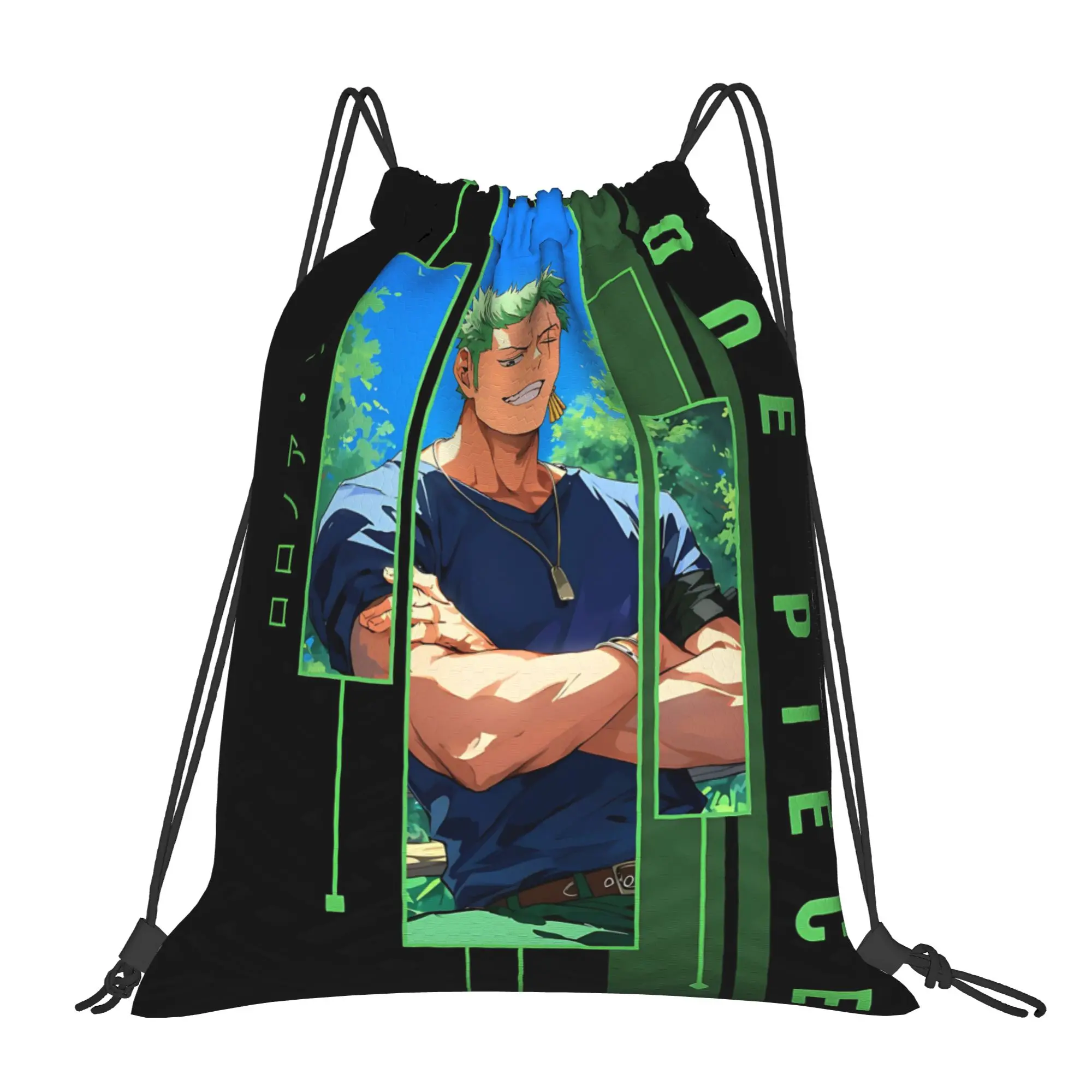 gym Pouch One Piece Anime Zoro  Drawstring Bags Men Women Storage Backpack Teenager Travel Bag Multi-function Pocket