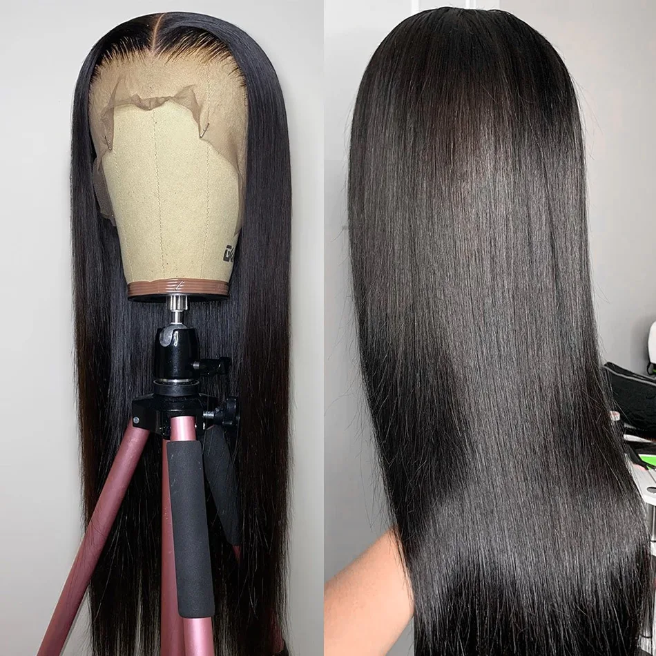 Brazilian Bone Straight 13x4 Frontal Human Hair Wigs 30 32 Inch Transparent HD Lace Front Wig 180% For Women