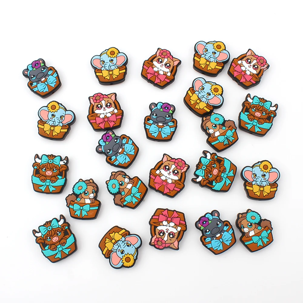 5/10pcs New Animal Basket Silicone Beads Shape for Accessorie KeyChain Making Pen Decor Focal Accessories Jewelry Ornamental