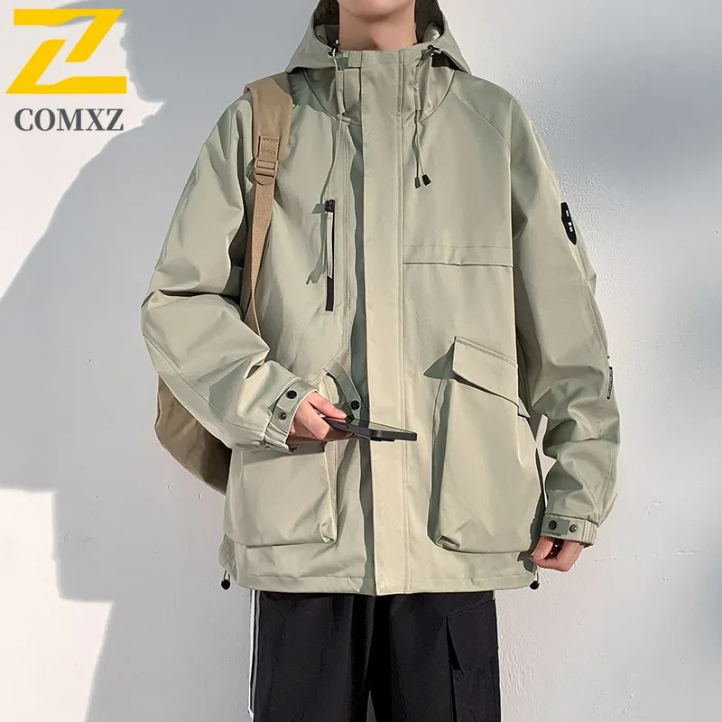

COMXZ Jacket Multi Pocket Waterproof Windproof Outdoor Hiking Travel Camping Rider Jacket Handsome Stormcoat Jacket Men Clothing