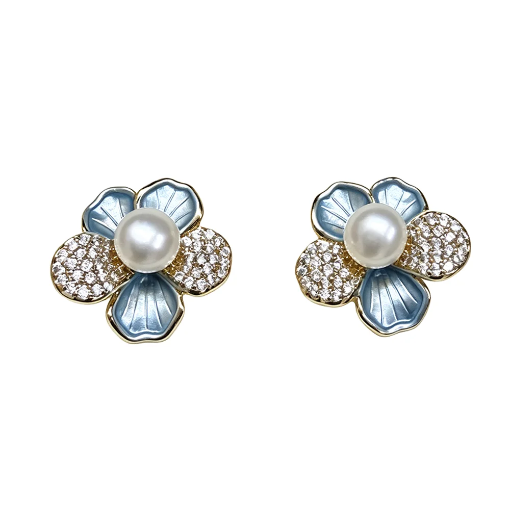 Cute White Freshwater 925 Silver Pearl Earrings Woman,Elegant Natural Pearl Stud Earrings Wife Girl Birthday Gift Black