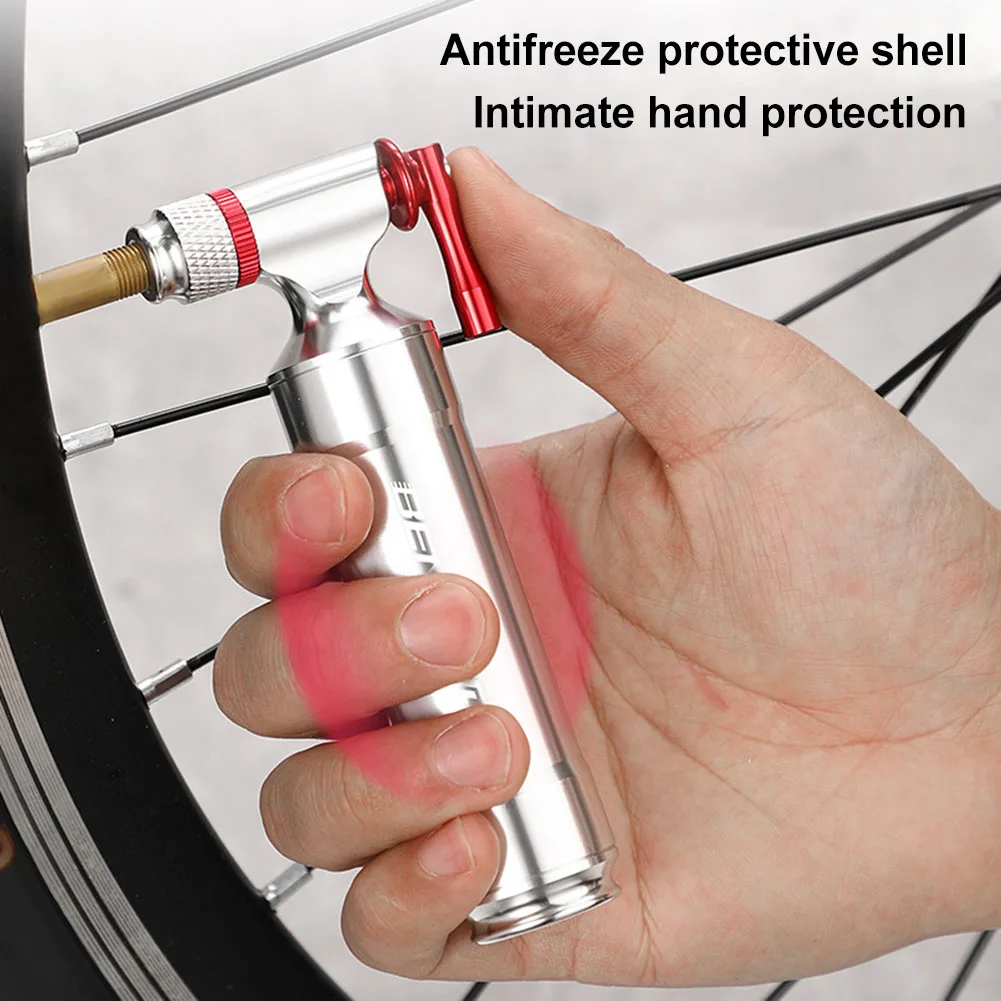 Bomba de bicicleta CO2 Schrader y válvula Mini bomba de bicicleta inflador de neumáticos portátil de aleación de aluminio para bicicleta de carretera MTB