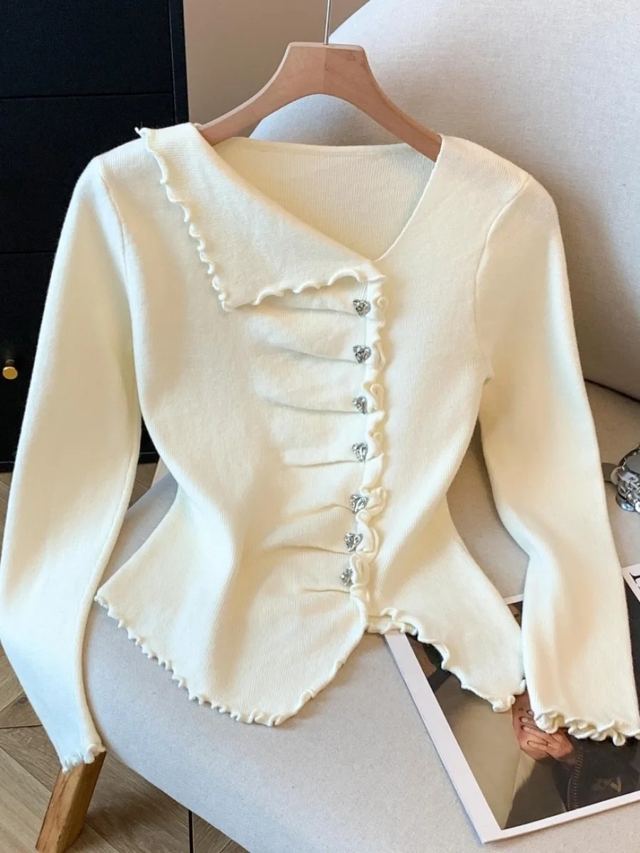 Prendas de punto asimétricas largas ajustadas para mujer, prenda de capa Base coreana para ir al trabajo, longitud Regular, modelo ort