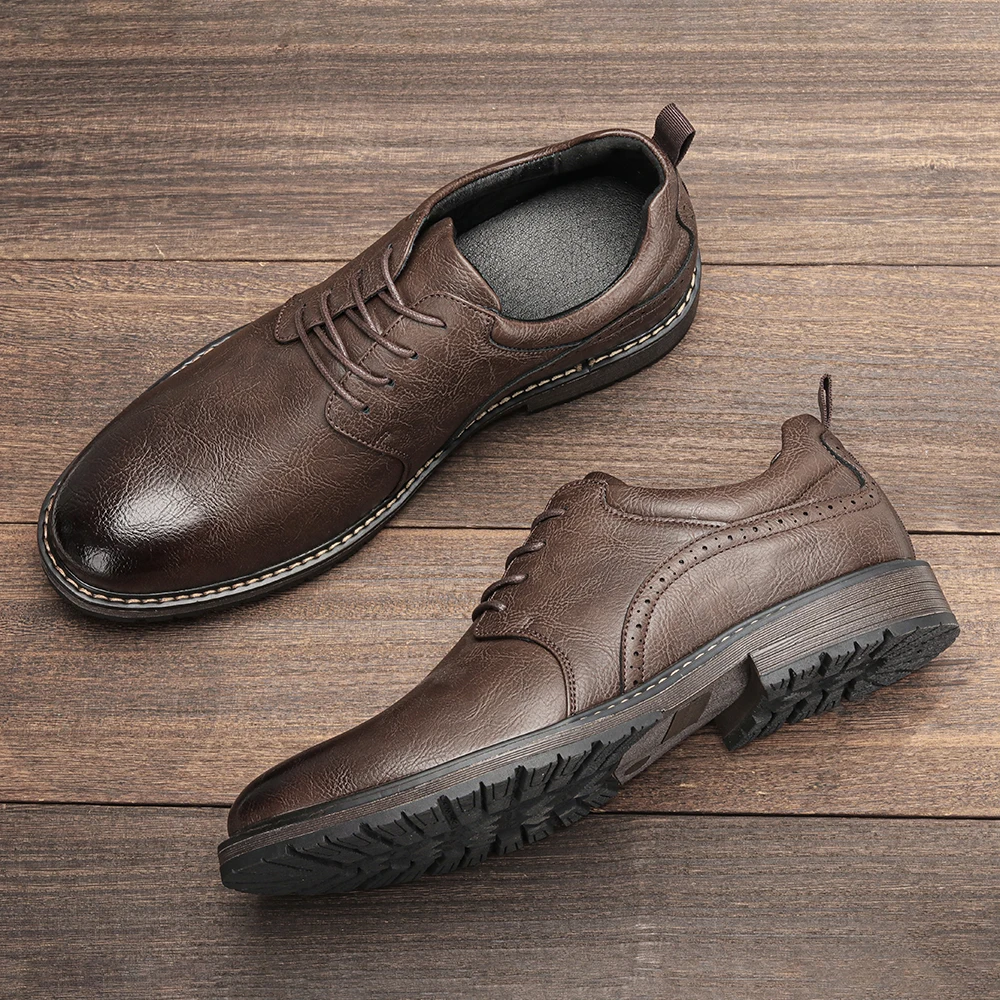 Men Casual Shoes Fashion Brand Comfortable 2025 Leather Shoes#KD826