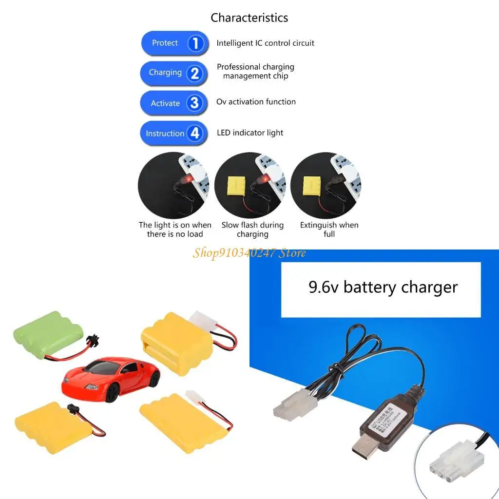 

Q22A 9.6V NIMH Аккумуляторное зарядное устройство Cable USB, совместимый с удаленным управлением автомобильной игрушки