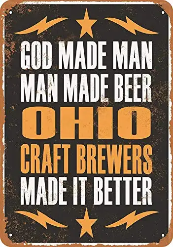 1pcs,Ohio Craft Brewers Wall Poster Tin Sign Vintage BBQ Restaurant Dinner Room Cafe Shop Decor