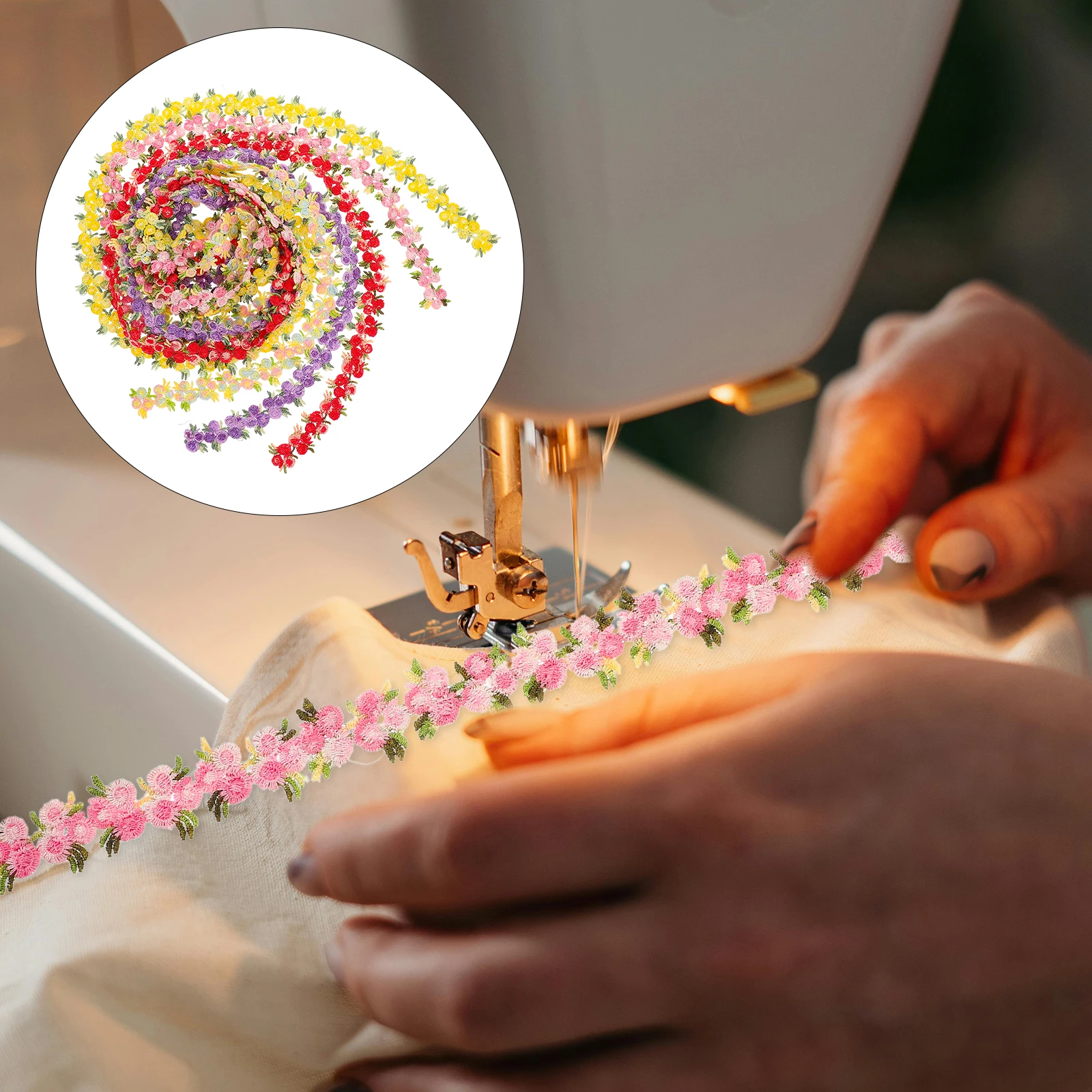 

5 Sets Ribbon Flower Headdress Accessories Bride Decorate Polyester Yarn Decorative Lace Clothes Trim