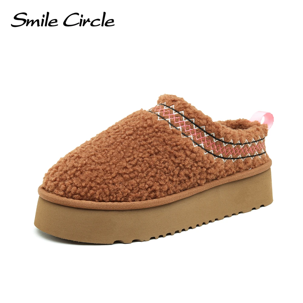 Smile Circle Women\'s Tazz Slipper Winter Fur Wool Shoes